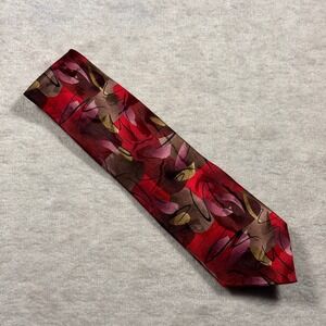 Jerry Garcia Silk Tie Abstract Red Brown Gold Art Mens Necktie